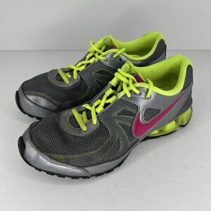 Nike Reax Run 7 Running Shoes Womens Size 7.5 Gray Yellow Hot Pink 525755-001